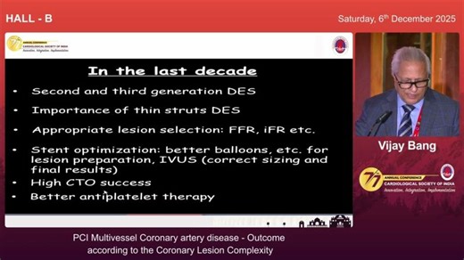 Vijay Bang_PCI Multivessel Coronary artery disease-Outcome according to Coronary Lesion Complexity | PROF DR VIJAY BANG