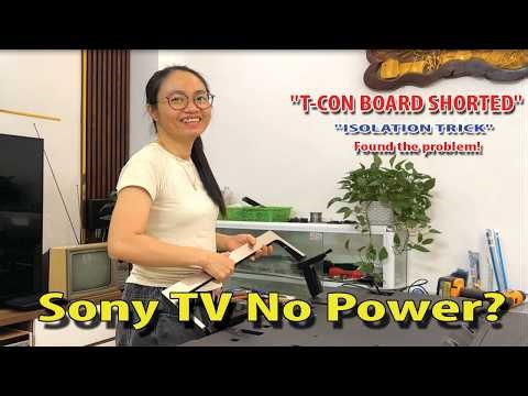 Sony TV No Power? Girl Finds Short on T-Con Board - Fixes with Spare Capacitors!