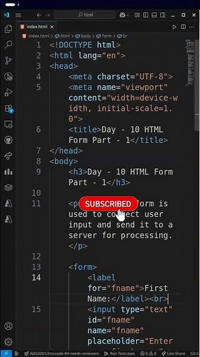 "Day 10: HTML Form Tutorial | Create Login Form with Required Fields"#HTML #HTMLForm #shorts #viral