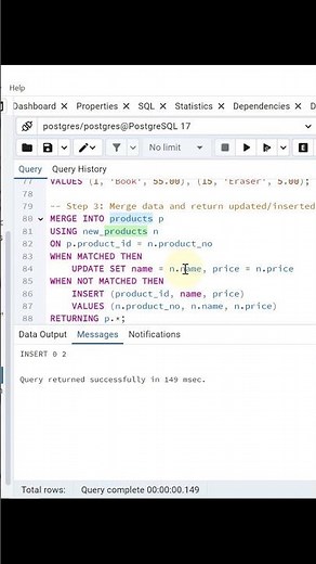 PostgreSQL MERGE with RETURNING for Upserts and Data Sync