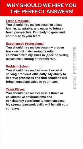 Why Should We Hire You | Interview Question and Best Sample Answers