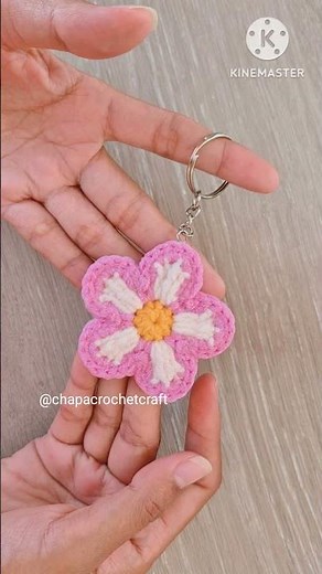 🌸Crochet Flower Keychain 👇Free pattern Tutorial on YouTube step by step #shorts