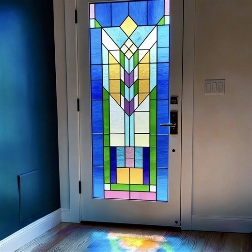 Geometric Stained Glass Window Film, No-adhesive Static Privacy Cling, Modern Art Deco Home Decor, Custom Size Available - Etsy