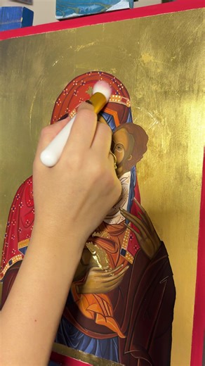 “The Healer” In the making ✨☦️ #byzantine #22karatgold #orthodoxchristian #icon #☦️