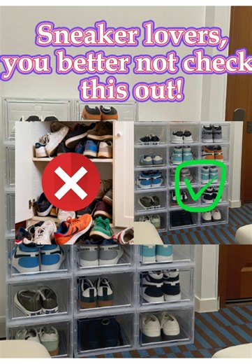Clear shoe boxes keep your shoes organized and easy to find! No more messy shoes#shoesbox #storageshoes #homeessentials #storage #recommend