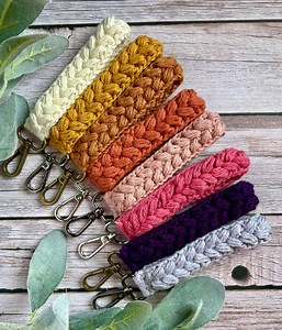Crochet Keychain/key Fob,handmade Boho Keychain, Cute Bag Charm,wristlet Key Holder, Custom Color Gift, Crochet Car Accessory,teacher Gift - Etsy