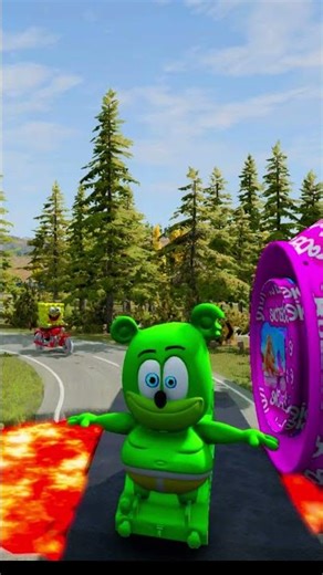 FUNNY CARS | CRAZY FROG & GUMMY BEAR & MARIO & SPONGEBOB & SPRUNKI VS BOLLARD BARBIE IN BEAMNG DRIVE