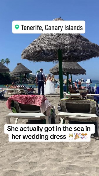 Beach Wedding in Tenerife: Bride Takes a Dive into the Sea