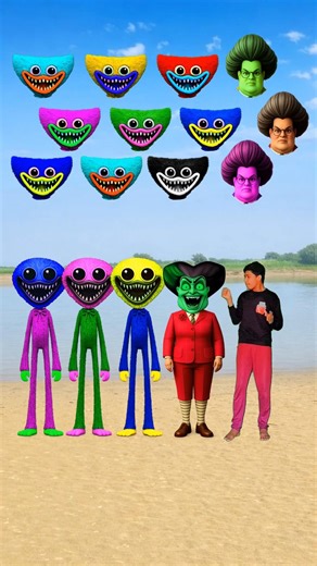 Scary Teacher 3D, Dancing Huggy Wuggy & Me Correct Head Matching #shorts #scaryteacher3d #vfxshorts