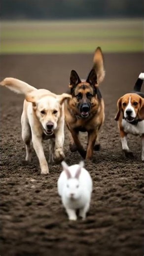 Dogs Chasing a Rabbit. 🕶️🐕🐇 #shorts