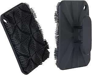 Qshare Silicone Body Scrubber for Men & Women,Premium Silicone Scrubber for Cleans and Removes Dead Skin,Lather Boosting Bristles with Ergonomic No-Slip Handle (Black)