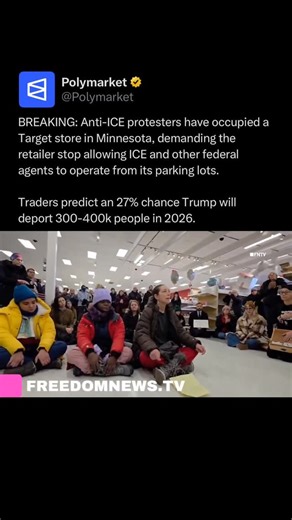 Polymarket on Instagram: "Anti-ICE protesters occupy a Target store in Minnesota, accusing the retailer of allowing federal immigration agents to use its parking lots as staging areas during ongoing enforcement operations."