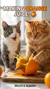 🍊 The Freshest Orange Juice Ever! | Mochi & Matcha Cats