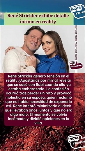 😳 René Strickler exhibe detalle íntimo en reality
