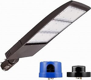 450W Dimmable LED Parking Lot Light with Slip Fitter, 5000K Daylight 63000LM 140lm/w, [Dusk to Dawn Photocell&Shorting Cap Included] Outdoor LED Shoebox Lights, UL Commercial Lighting Fixture