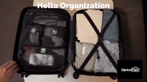 Amazon.com | Genius Pack Expandable Hardside Carry On Luggage 22x14x9 Airline Approved Rolling Suitcase with Double Spinner Wheels, Ultra Light 21-Inch (Jet Black) | Carry-Ons