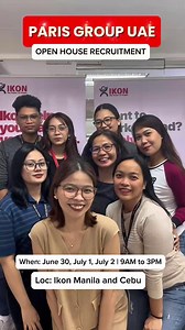 56K views · 212 reactions | UAE OPEN HOUSE!  June 30–July 2, 9AM–3PM  Ikon Manila & Cebu or ONLINE!  Walk in or apply online!  Comment “Bronze UAE” for job list & details! #IkonSolutions #OpenHouse #DubaiJobs | Ikon Solutions Asia, Inc. | Facebook