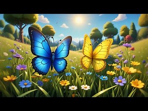 Three Colorful Butterflies Float and Fly | Gentle Butterfly Song for Kids | Counting Nature Rhyme
