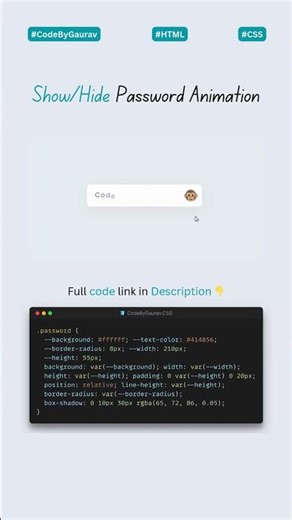 🔒 Show/Hide Password Animation #webdevelopment #coding #animation #shorts