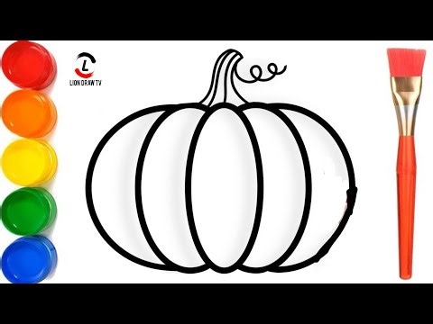 How to Draw pumpkin drawing, Painting and Coloring for Kids & Toddlers | Draw, Paint and Learn