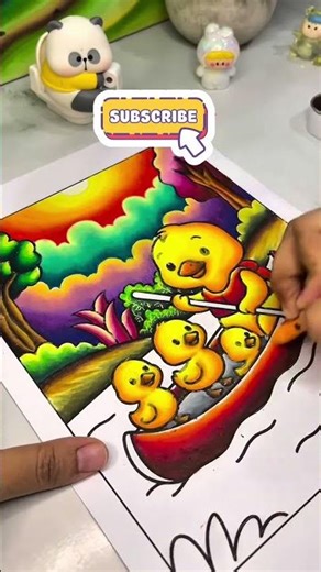 Here's how! Color a simple picture of a duckling using color gradation 🤭 #art #coloring