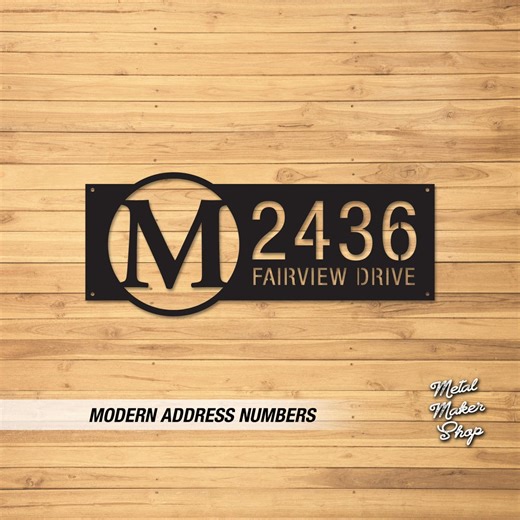 Monogram Metal Address Sign: Custom House Number Plaque - Etsy
