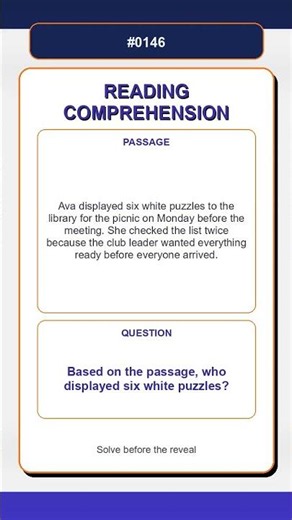 Reading Comprehension Quiz | Based on the passage, who displayed six white puzzles?