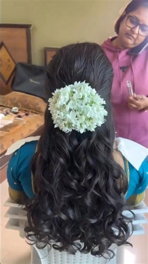 South Indian Bridal Curly Wedding Hairstyle With Mallipoo Flowers