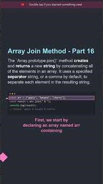 💼 Array Join Method - Part 16/715 | Career-Boosting JS Tip #shorts #javascript
