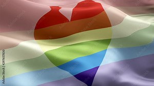 Homoromantic Flag Rainbow waving. 3d Asexual Pride Symbol flag waving Isolated. Sign of Rainbow seamless loop animation. Homoromantic flag HD resolution Background. Asexual rights Rainbow Pride Flag L