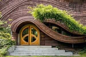 Built by award-winning architect Arthur Dyson in 1986, the Creek House located on Collins Creek, a tributary of the Kings River. The Creek House is nestled amidst a wooded thicket of honeysuckles, cottonwoods and sycamores on over 6 acres near the base of the Sierras and Sequoia National Park, yet only 20 minutes from Fresno Yosemite airport. Designed by famed architect Arthur Dyson, this free form design is a stunning representation of organic architecture that focuses on celebrating nature. Su