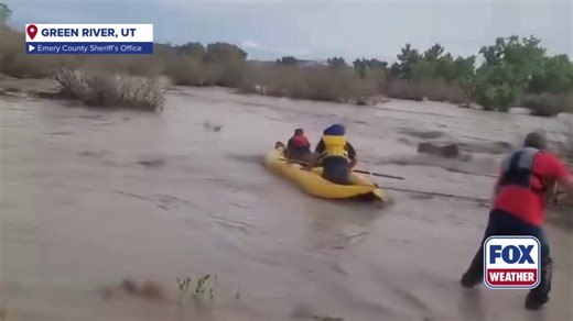 Daring flash flood rescue along river in Utah