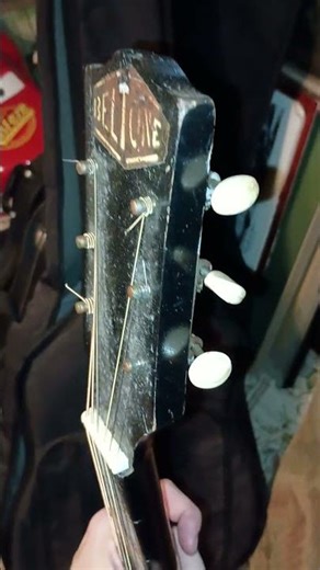 Antique 1930s-Era BELTONE Resonator Slide Guitar! BLACK COLOR