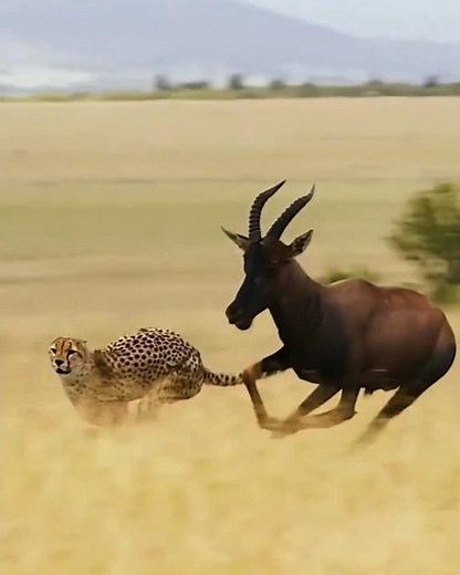 A herd of cheetah chasing a Wildebeest! The Impressive Speed and Strategy #wildlife #hunting