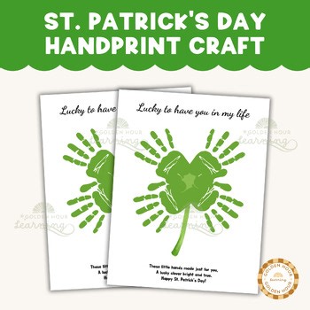St. Patrick’s Day Handprint Craft | Shamrock Handprint Art | Printable