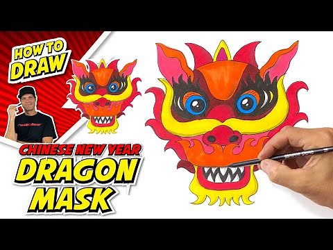 How to Draw Chinese New Year DRAGON MASK | Easy Steps
