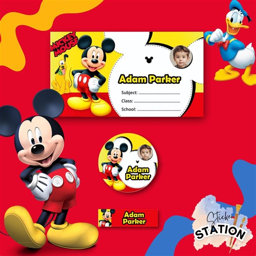 Mickey Mouse School Labels, Personalized Name Stickers (digital Download) - Etsy