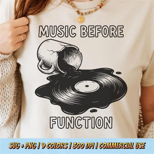 Music Before Function PNG SVG - Vinyl Record Coffee Spill Quote Digital Graphic Retro Humor Sublimation Vintage Audio Culture T-shirt Design - Etsy Australia