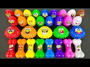 SpongeBob SquarePants Slime Surprise 🌈 Mini Bones, Eggs & Rainbow Clay ASMR