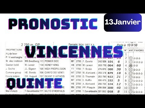 Pronostic Quinté 13 Janvier 2026– Analyse Gagnan VINCENNES