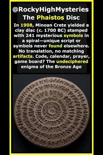 The Phaistos Disc #HistoryMystery #UnsolvedMysteries #HistoryFacts #MysteryHistory