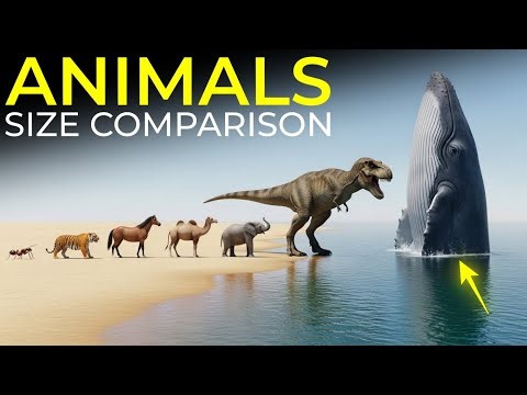 Animals Size Comparison 3D 🐜 vs 🦖 vs 🐋 | Ant vs T-Rex vs Blue Whale
