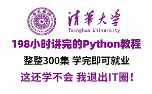 【整整300集】清华大佬198小时讲完的Python零基础全套教程，2024最新版，全程通俗易懂，七天就能从小白到大神，学完即可就业！这还学不会，我退出IT圈！