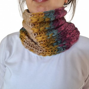 Colorful Hand Knit Cowl Scarf – Chunky Neck Warmer – Soft Winter Snood – Boho Multicolor Infinity Scarf - Etsy