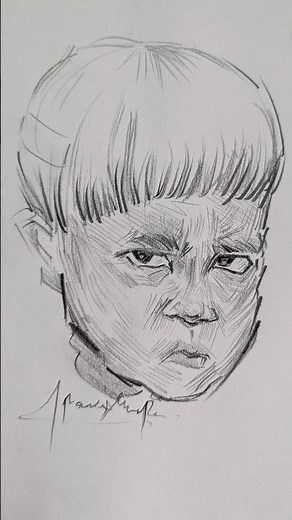 Angry girl Portrait Sketch ✏ | Emotional Face Drawing #shorts #art