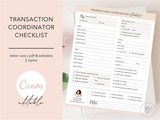 Real Estate Transaction Coordinator Checklist, Client Welcome Flyer (editable Canva Template) - Etsy