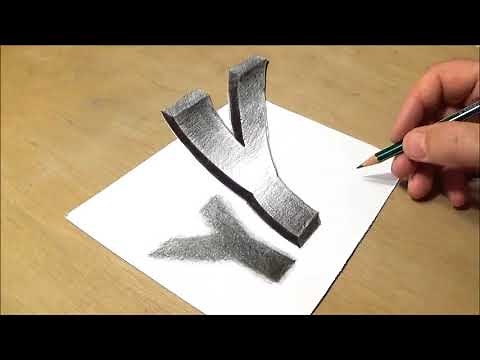 How to Draw Floating Letter Y - Drawing 3D Trick Art with Pencil & Marker - VamosART