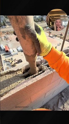 Pouring Cement into Exterior Wall #masonry #construction
