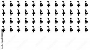 Pregnant women icons increasing from left to right animation. Symbolizing fertility rates, population growth, or maternal health. 4K infographic motion graphic with blur and opacity animations