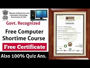 Govt. Recognized Free Computer Course With Certificate 2021। Free Courses ।।